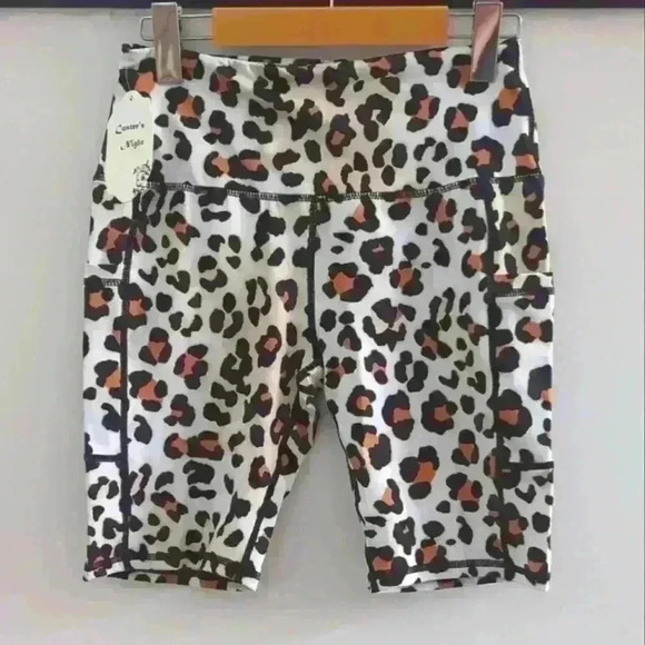 CUSTER'S NIGHT | Women's Black/Tan/White Mid-Rise Animal Print Athletic… - Picture 1 of 4